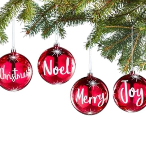 Glass Noel Christmas Ornaments Set of 4 - NWT by AJ SouthernCharm - Picture 2 of 4